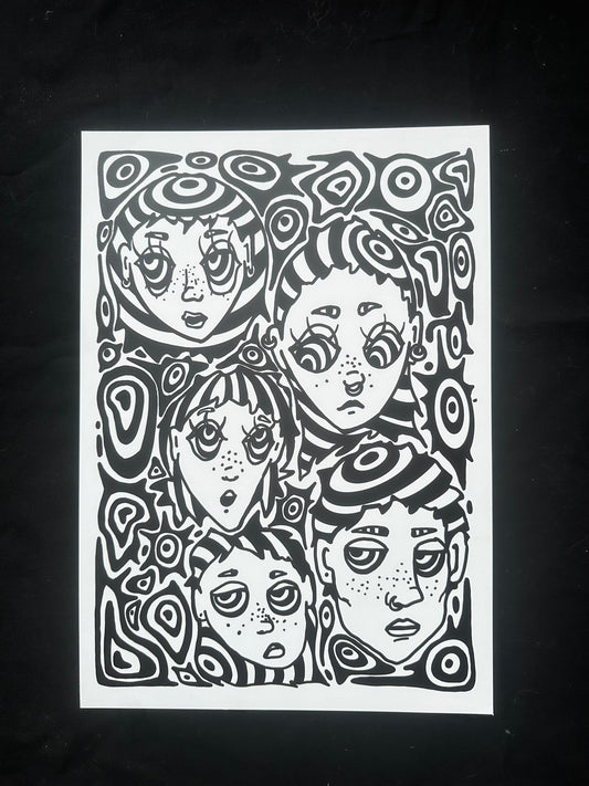 ‘Trippy Heads’ A3 Print