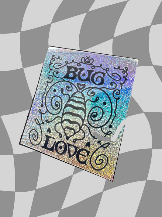 Bug love holographic sticker